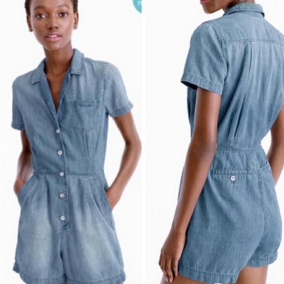 J. Crew Chambray Denim Romper Size 2 - Picture 2 of 5